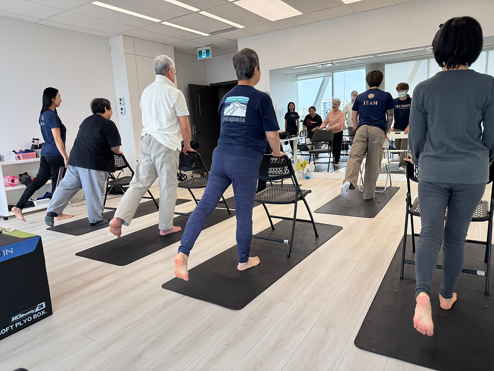 Silver and Emily Leading Fitness Class