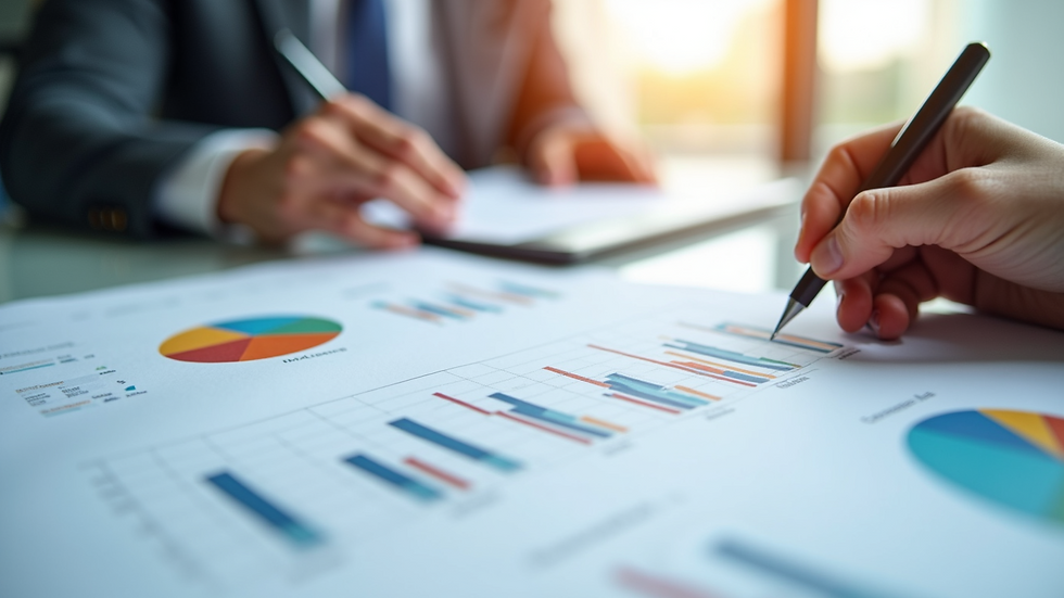 Close-up view of a detailed property market report with charts and graphs