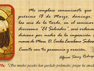 18 de marzo: Ordenación Diaconal de Alfonso Sáenz Rodrigo