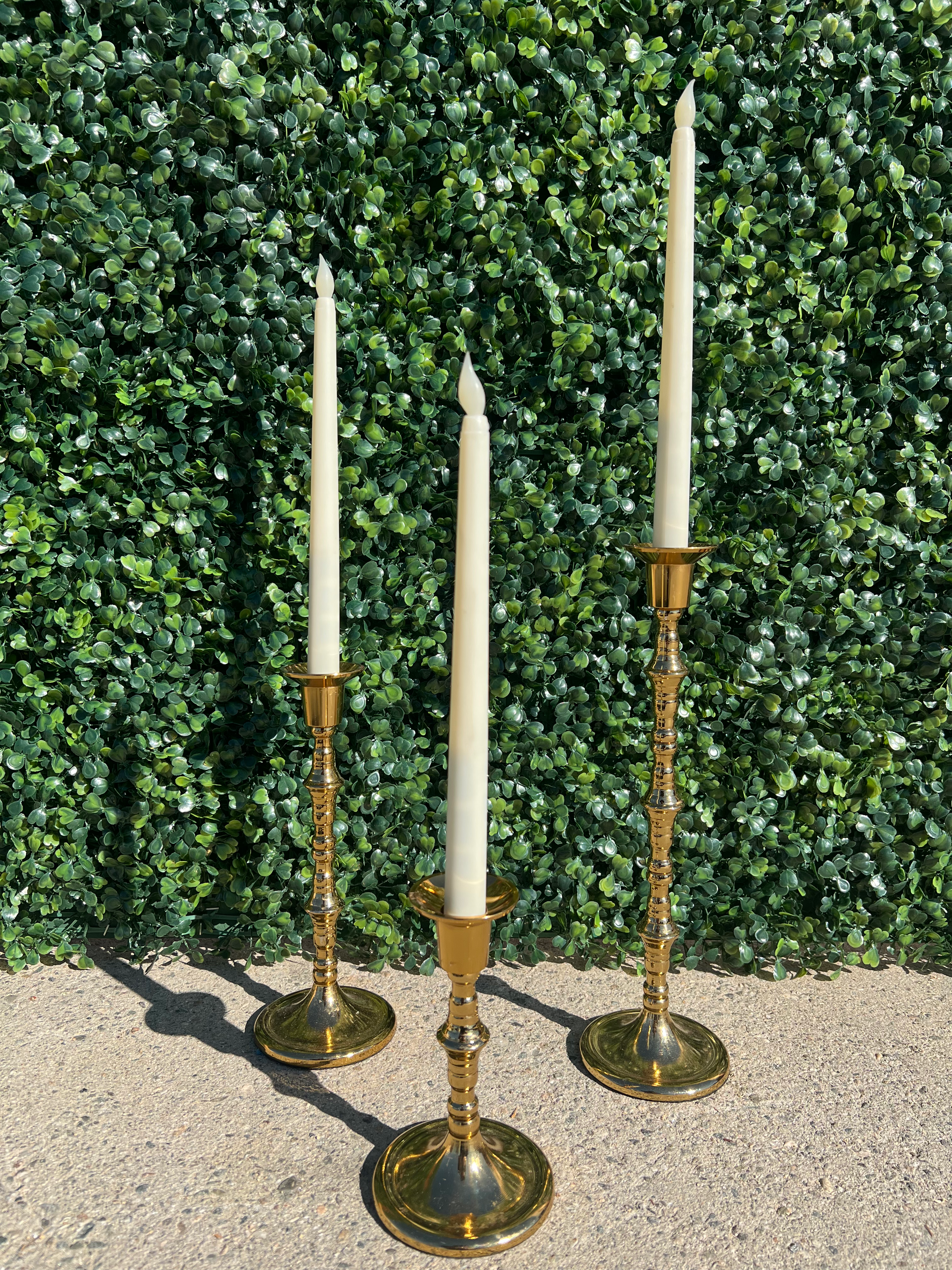 1- set of 3 vintage candle holder gold 