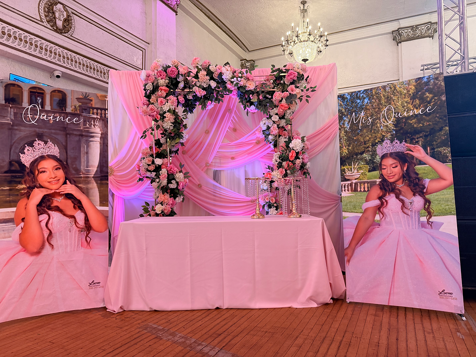 Thumbnail: 10’x10’ Drape with Square Arch with artificial flowers any color  