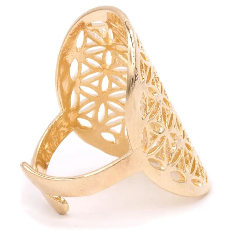 Thumbnail: Bague fleur de vie dorée