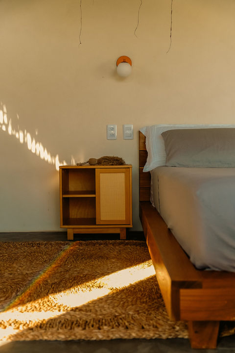 Cama King size Pousada Casa Buriti Atins, nos lençóis maranhenses