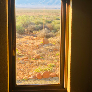 through the window