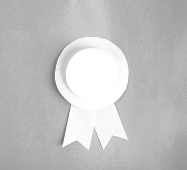 Yellow paper made ribbon on light blue b