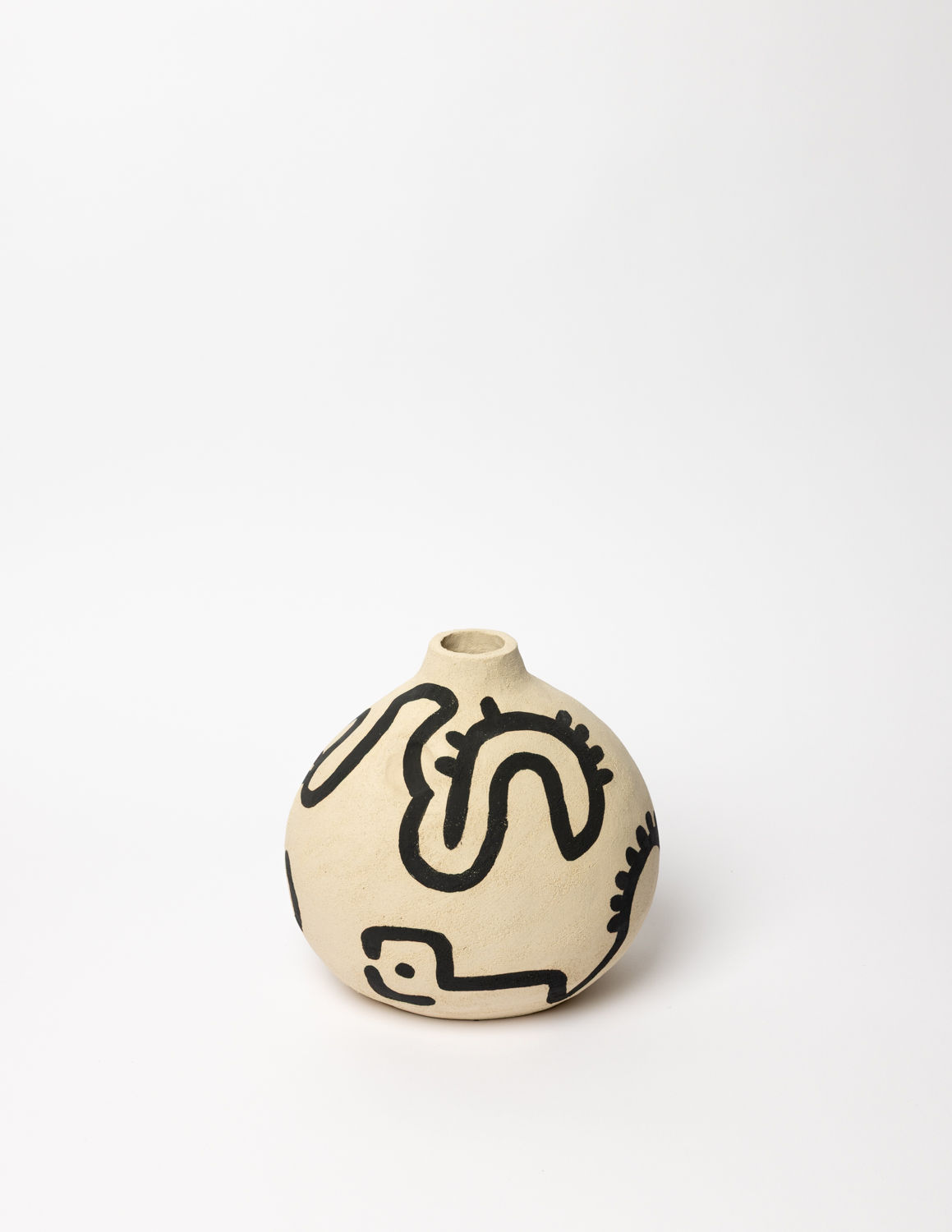 Jarrón de cerámica artesanal contemporánea inspirado en el tejido jacquard