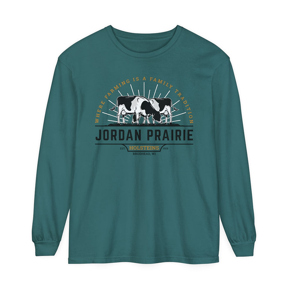 Thumbnail: Adult Unisex Comfort Colors Long Sleeve T-Shirt - Jordan Prairie Holsteins