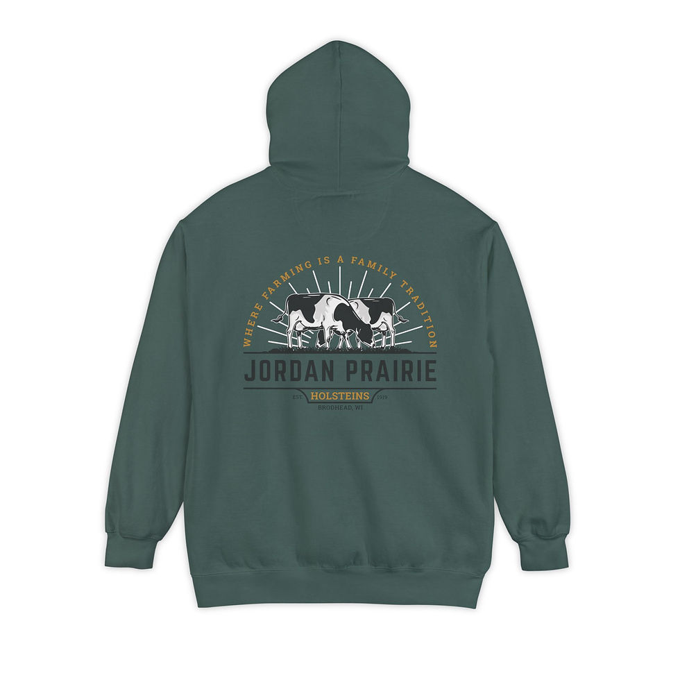 Thumbnail: Adult Comfort Colors Hooded Sweatshirt - Jordan Prairie Holsteins