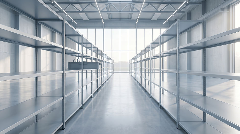 Empty warehouse shelving for VMI and safety stock.