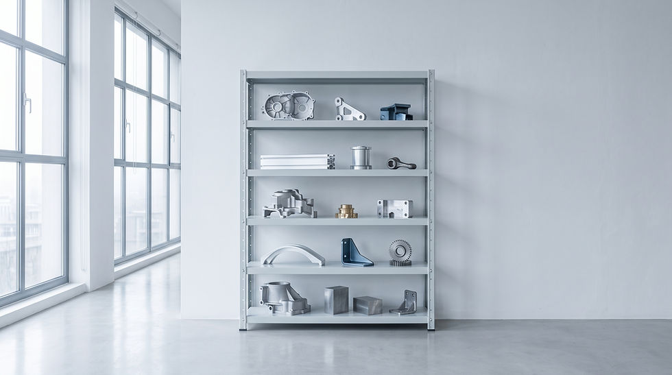Industrial components on shelves for VMI consignment stock.
