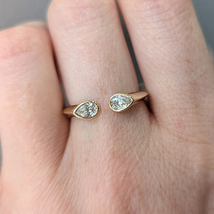 14kt Yellow Gold Polished Double Pear cut Diamond Ring, .39ctw