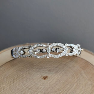 Mid-Century 14kt White Gold Diamond Bangle Bracelet, 1.70ctw