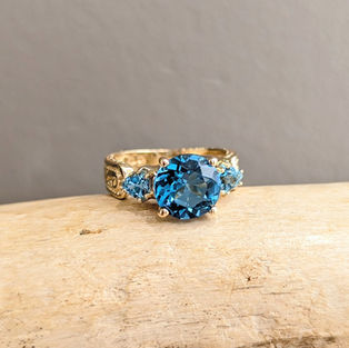 14kt Yellow Gold London Blue and Swiss Blue Topaz Ring