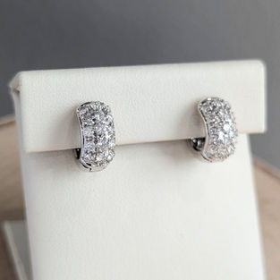 14kt White Gold Cluster Huggie Hoop Earrings, .50ctw