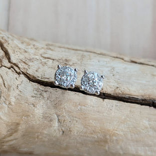 14kt White Gold Diamond Cluster Stud Earrings, .30ctw