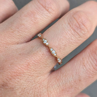 14kt Rose Gold Diamond Marquise Station Ring, .16ctw