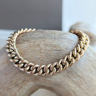 Victorian 9kt Rose Gold Curb-link Bracelet, 7.5"