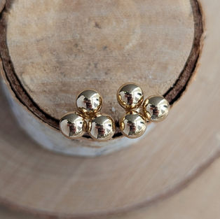 14kt Yellow Gold 3-Ball Polished Stud Earrings