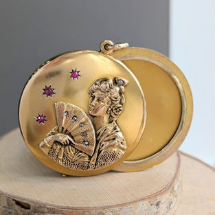Victorian 14kt Yellow Gold Ruby and Diamond Locket, 1.75" x 2.25"