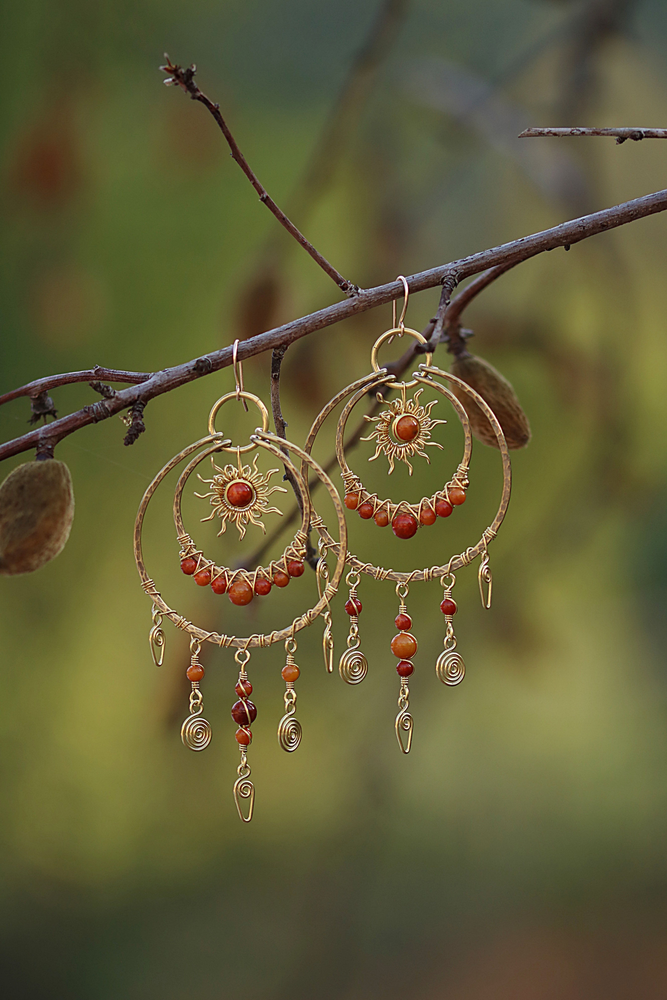 Grandes boucles d'oreilles soleil aztèque