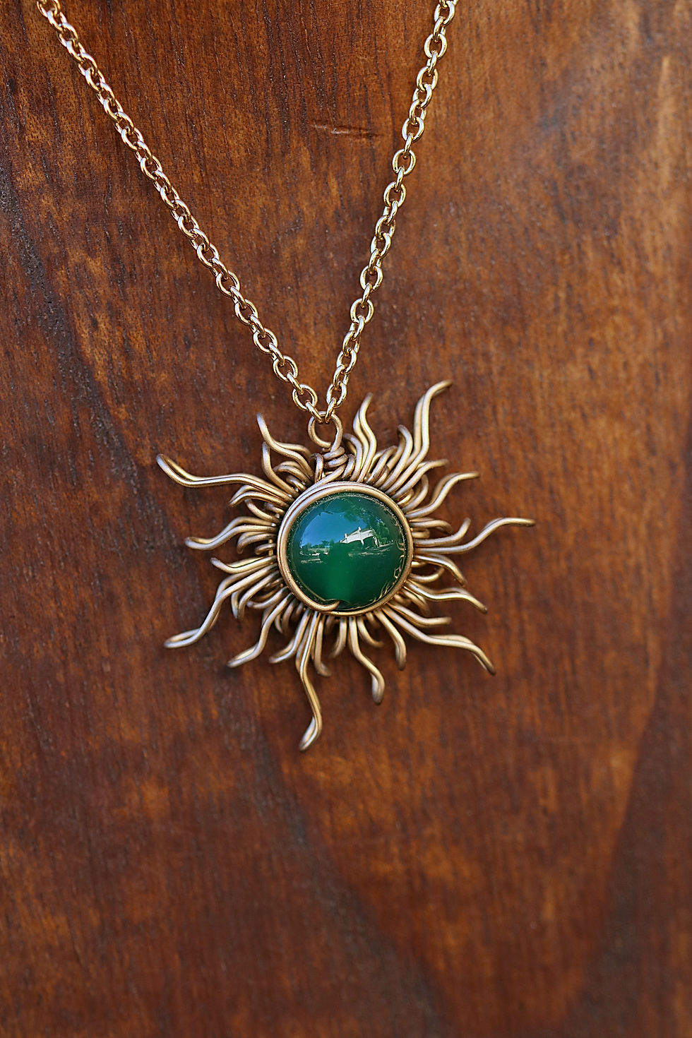 Miniature : Collier soleil aztèque doré en acier inoxydable