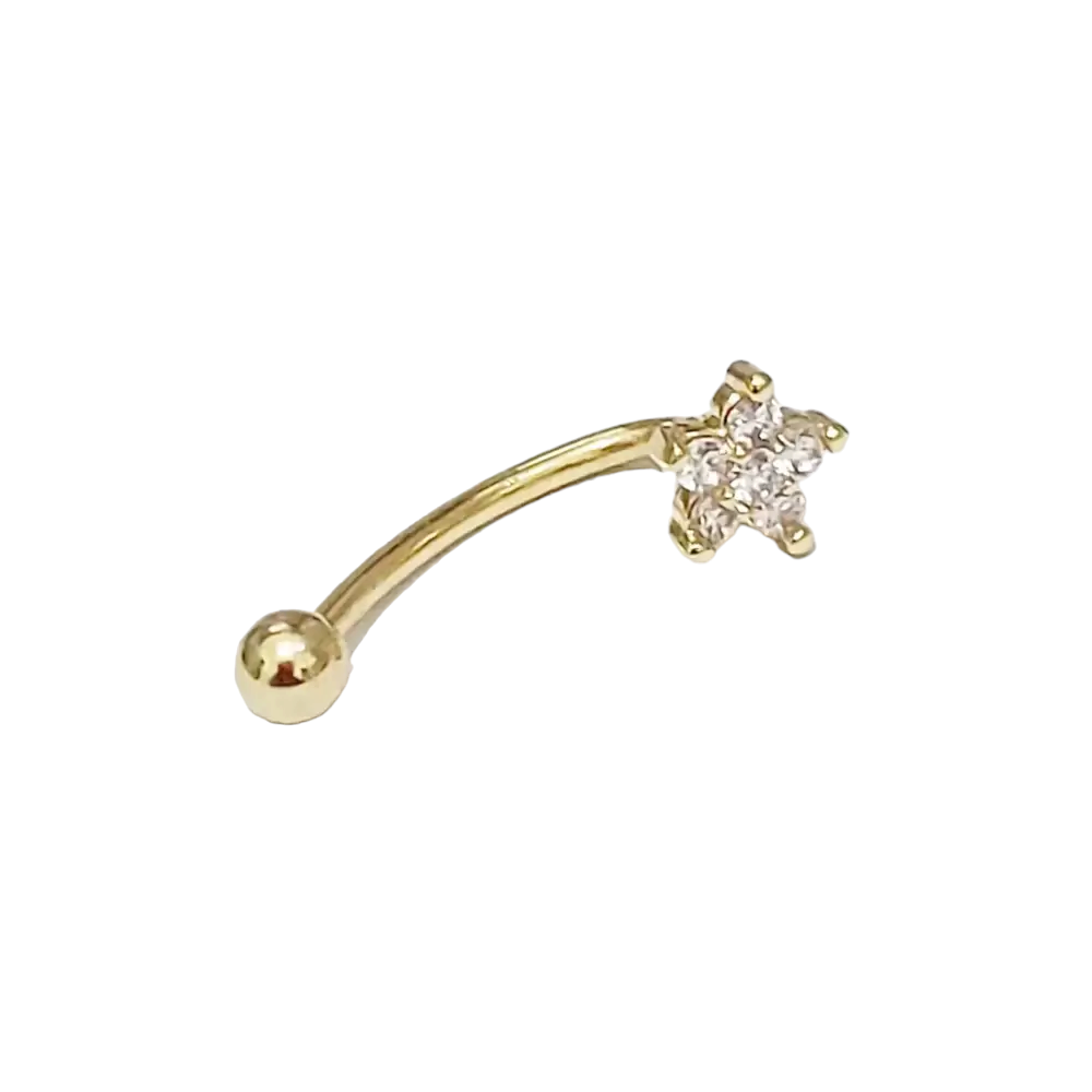 Piercing Genital - Estrela com Pedras - 1.4cm (1.2mm) 💎 Aço Banhado a Ouro