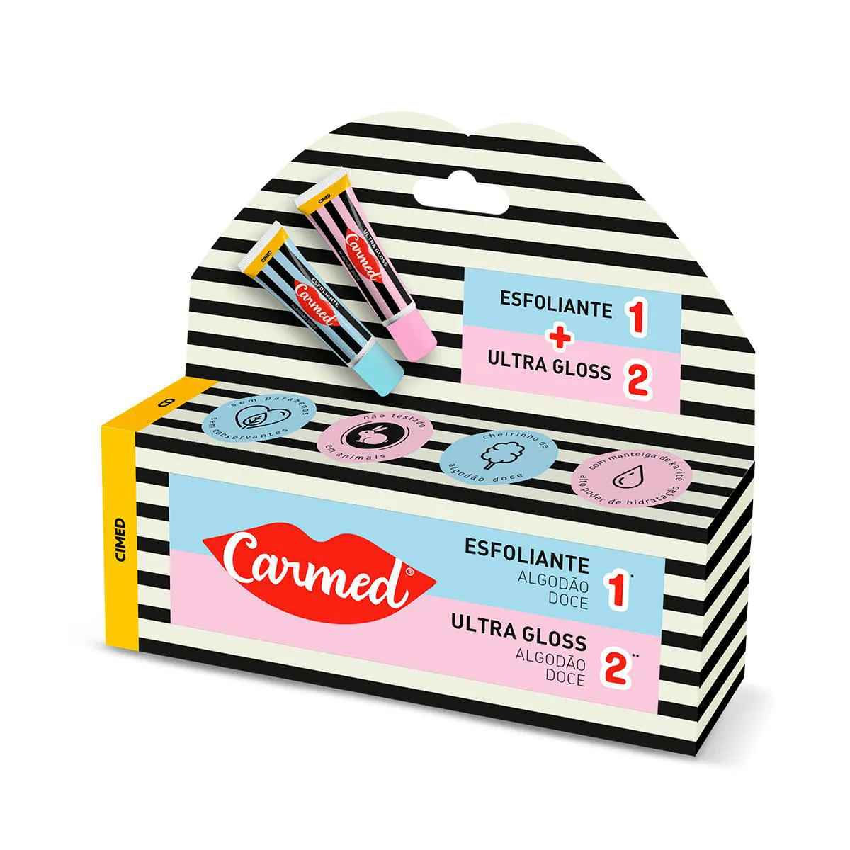Kit Carmed SOS Lábios Algodão Doce Esfoliante Labial + Ultra Gloss Labial - 10g