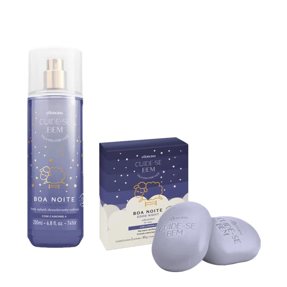 Kit Boa noite: Body Splash 200ml + Caixa de Sabonetes 2x80g
