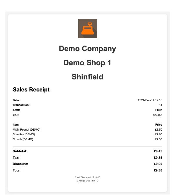 A4 Receipt