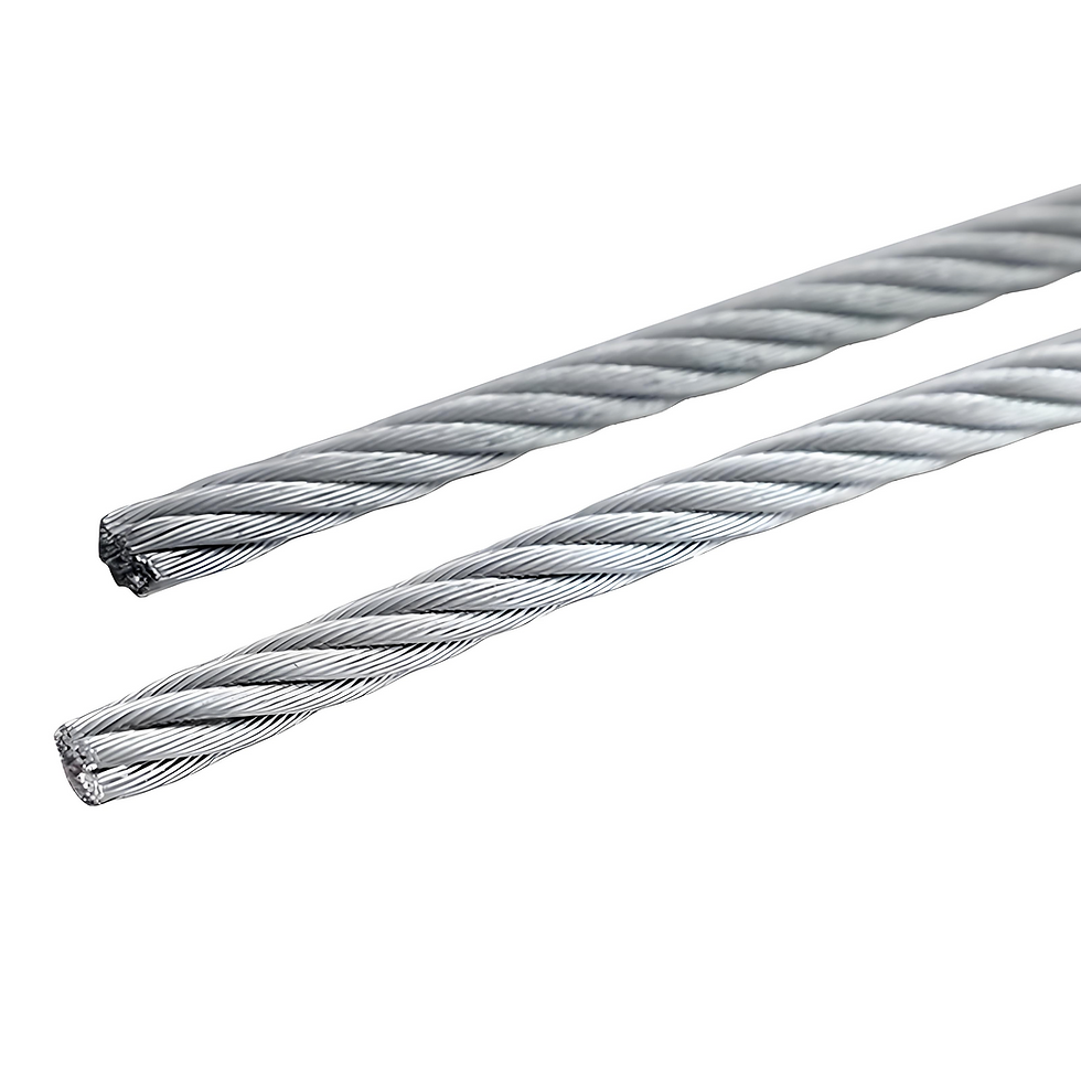 Detailed close-up of two strands of galvanized steel wire rope, emphasizing the intricate braiding and robust construction fo