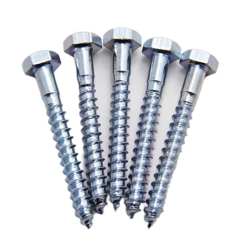 Five silver screws in fan-shaped hex-head display