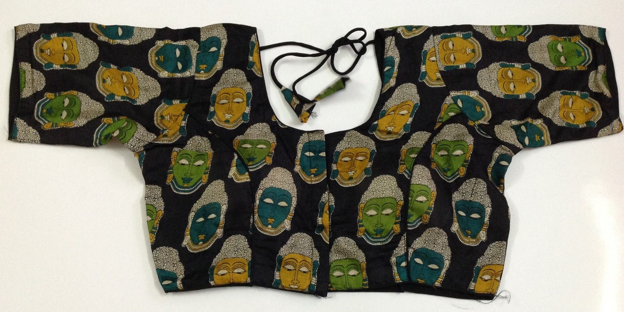 Black silk kalamkari blouse