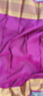 Thumbnail: Handloom pure kanjeevaram silk saree with silk mark - gray and dark magenta pink