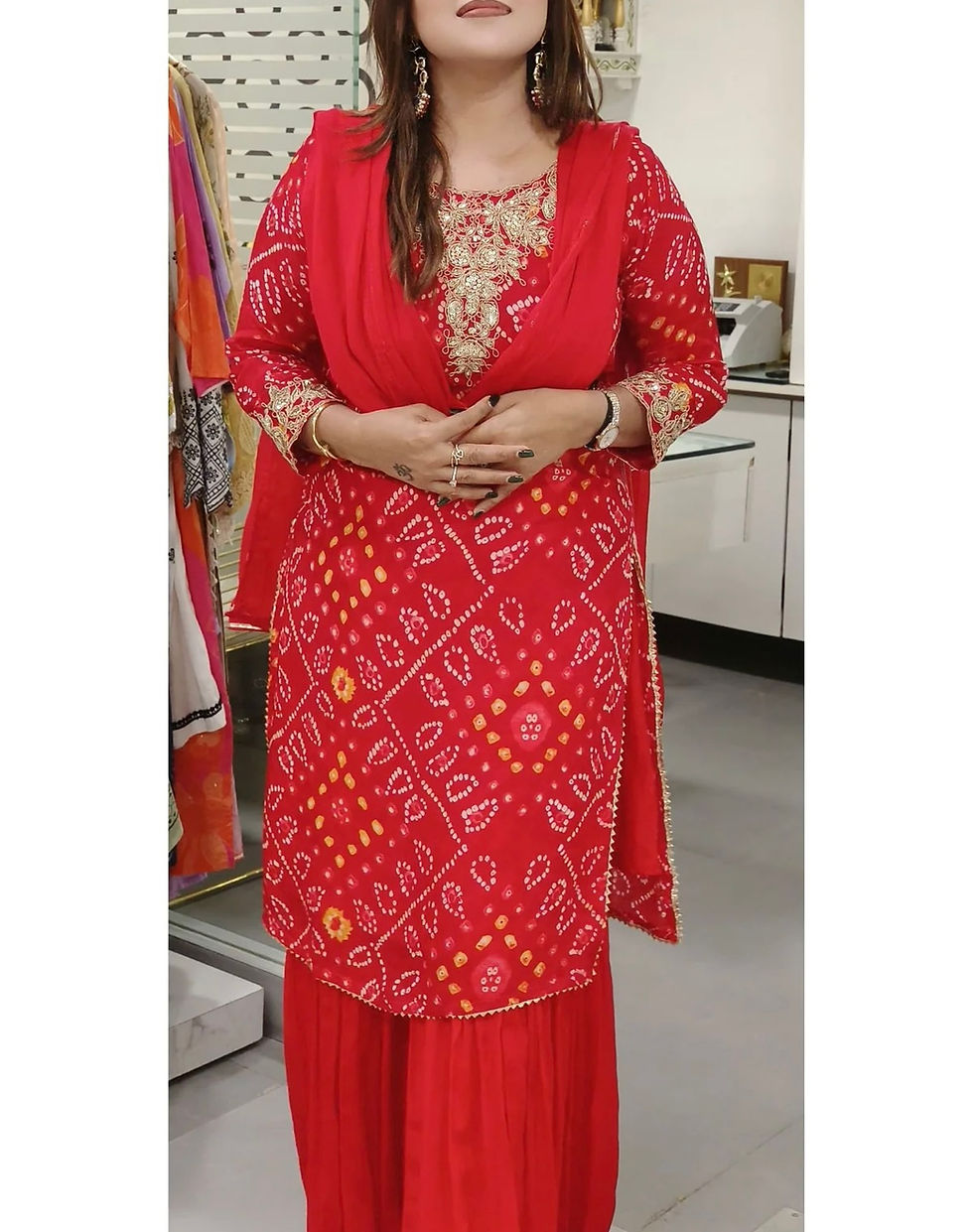 Thumbnail: Sharara set 3 pc - pure chinnon - party wear 