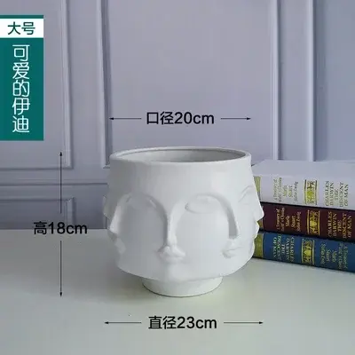 Thumbnail: Scandinavian White Ceramic Vase Decoration Home Vase Art Face Shape.