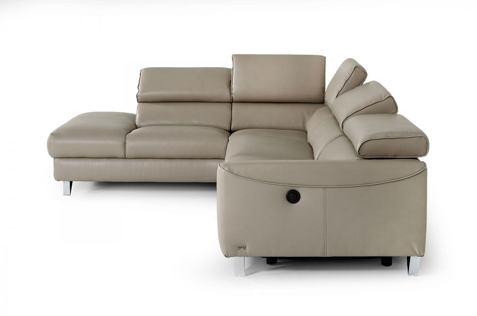 Thumbnail: Divani Casa Versa Modern Light Taupe Teco-Leather LAF Chaise Sectional w/ Reclin