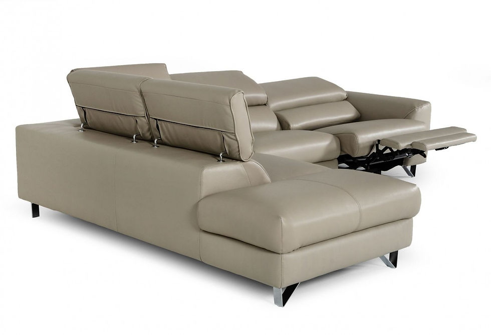 Thumbnail: Divani Casa Versa Modern Light Taupe Teco-Leather LAF Chaise Sectional w/ Reclin