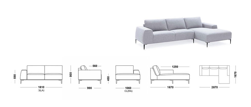 Thumbnail: Divani Casa Arthur Modern Grey Fabric Sectional Sofa