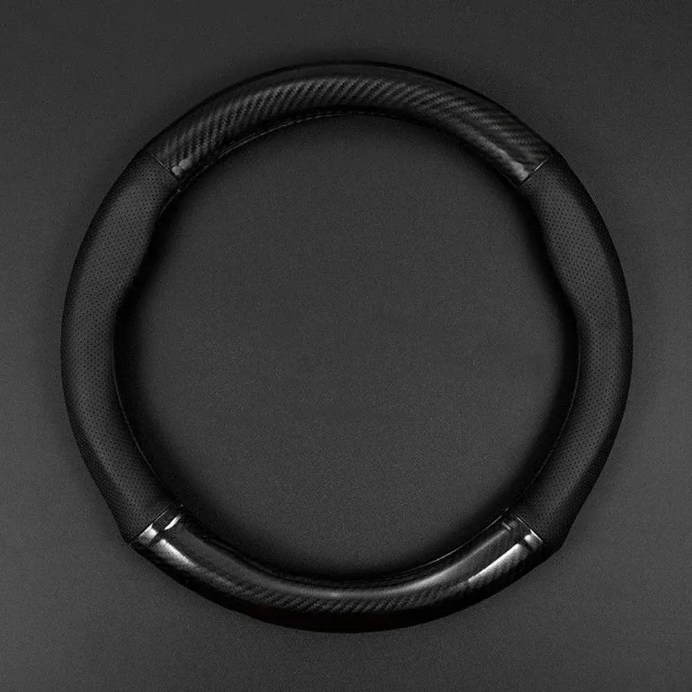 Universal Car Steering Wheel Cover Carbon Fiber Leather Three-Dimensional Anti