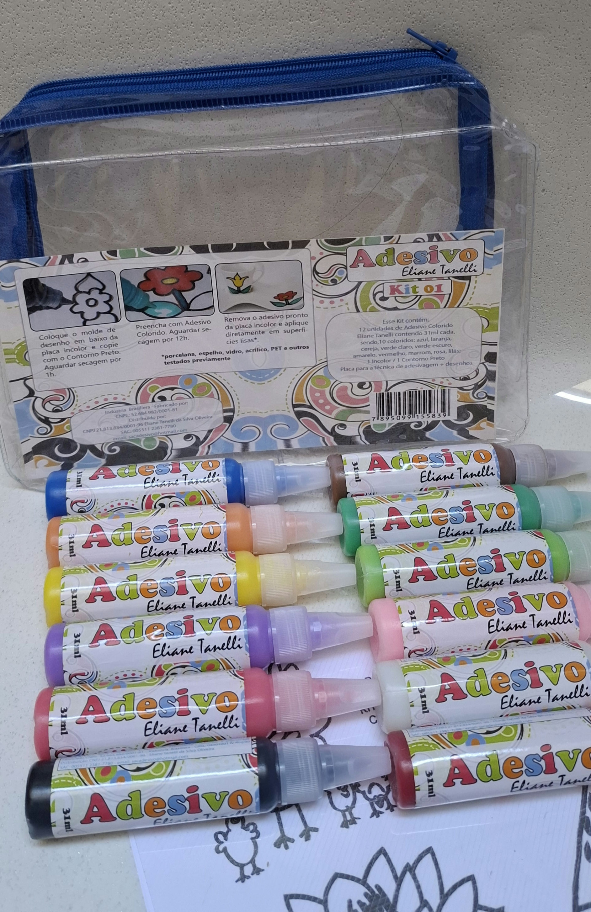 KIT 03 - Adesivo Colorido c 12 frascos