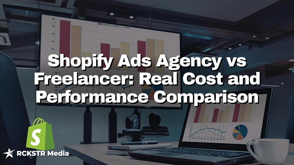 “Shopify ads agency vs freelancer ROI comparison showing cost and ROAS differences”