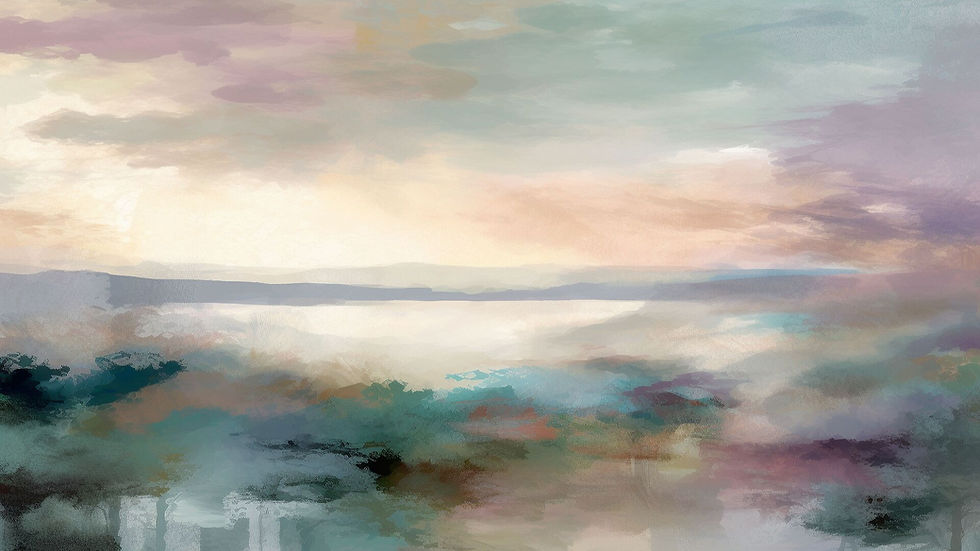 Aquarellzeichnung einer ruhigen Seelandschaft in der Natur zur Selbstfindung und Achtsamkeit