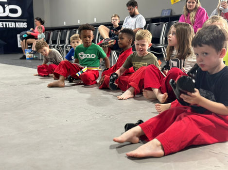 Students getting ready for karate class