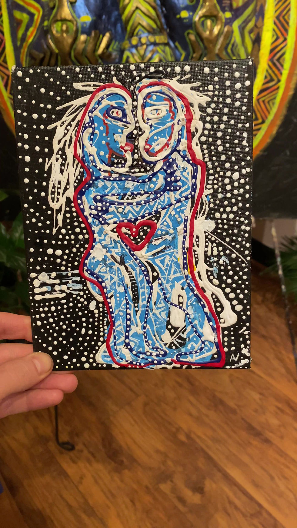Thumbnail: Original Tribal Expressionist Painting "Romantical Love" by Anton Vitkovskiy