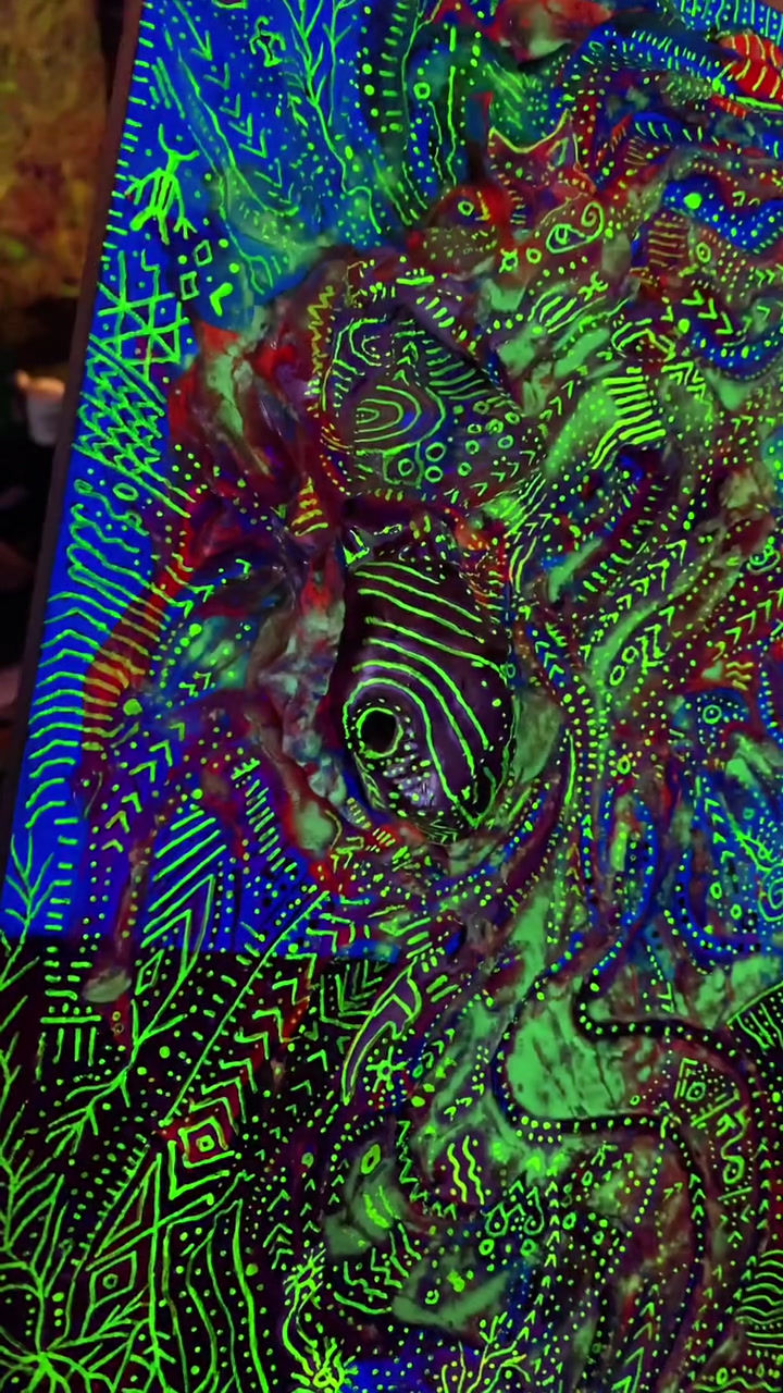 Thumbnail: "Swirling Around" mixed media painting on wood