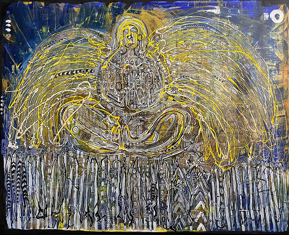 “Meditation on pikes” expressionist painting