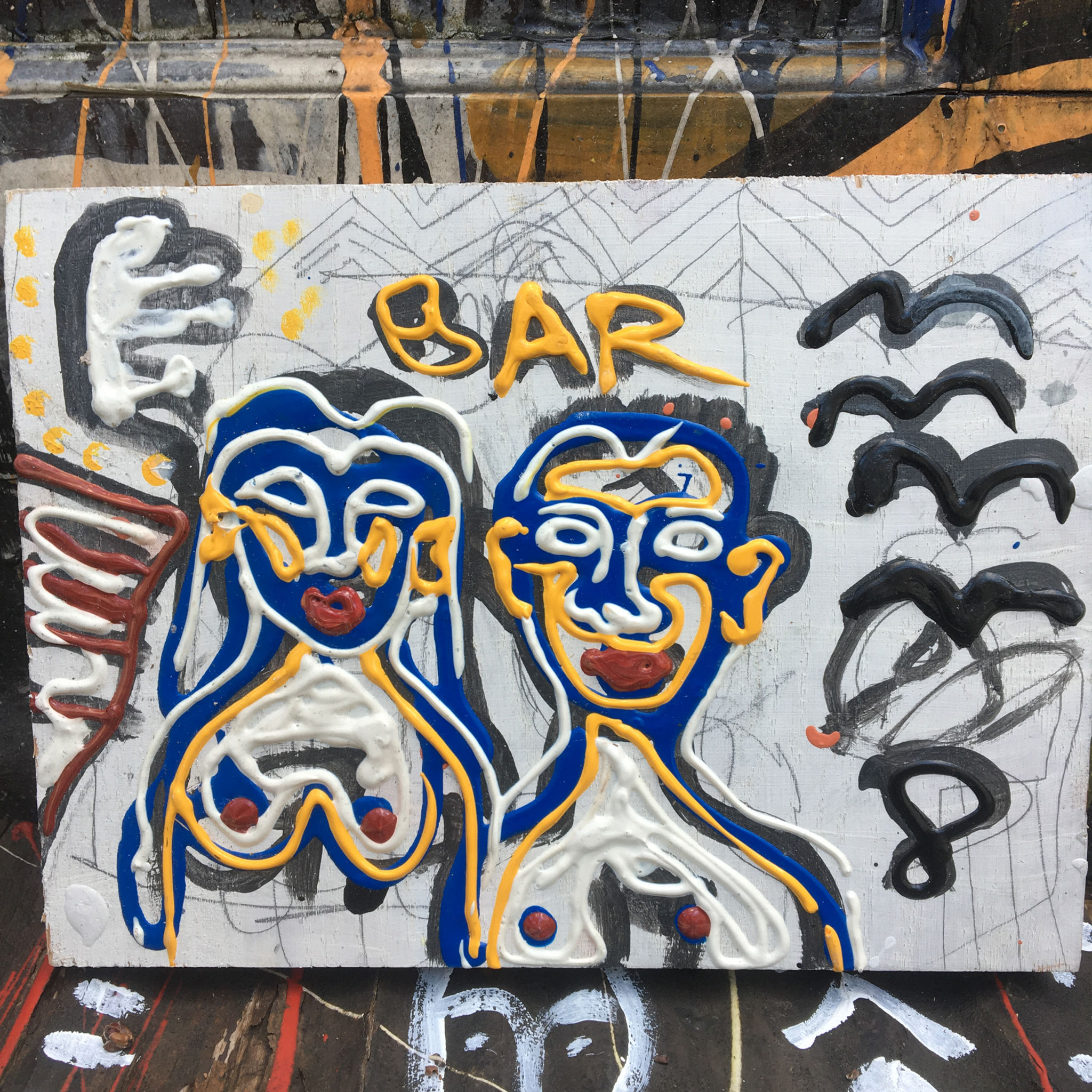 Original Tribal Expressionist Painting, "Bar"  by Anton Vitkovskiy