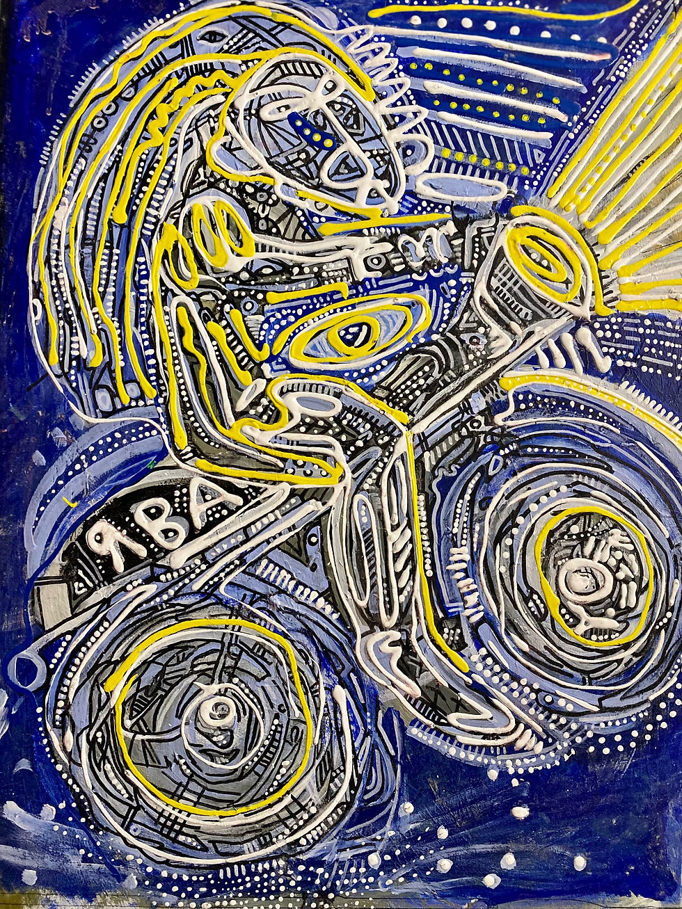 Thumbnail: “Motorcycle rider” Neo expressionism tribal expressionist painting 