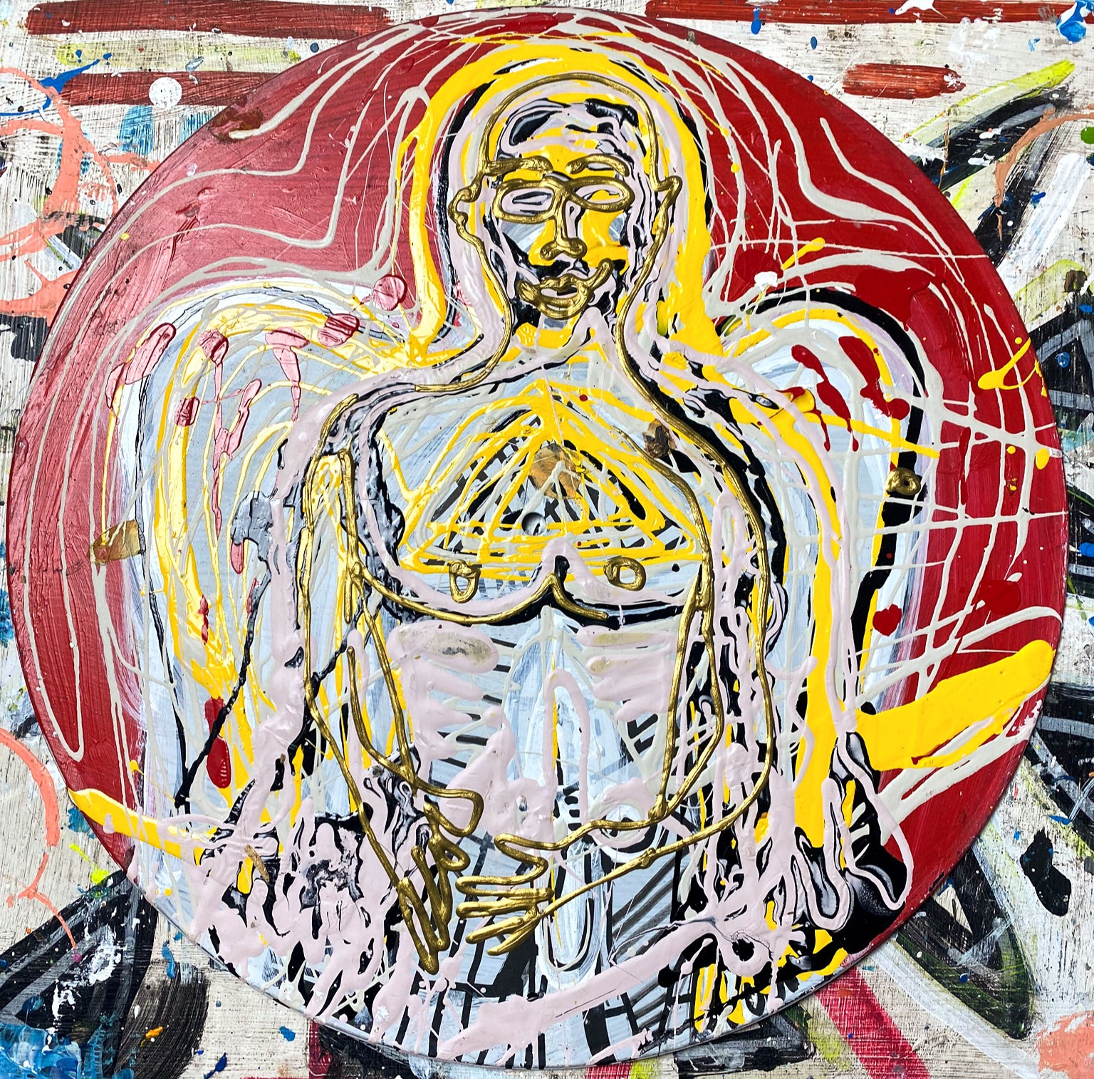 Original Tribal Postmodern Painting "Splattered Angel" by Anton Vitkovskiy