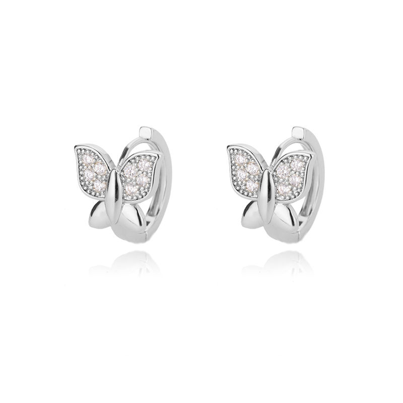 Thumbnail: Elegant Butterfly Crystal Hoop Earrings